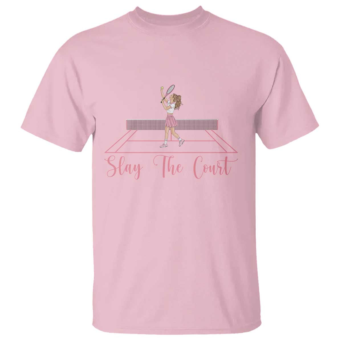Slay The Court Queen T Shirt Funny Tennis Player Gift For Women TS12 Light Pink Print Your Wear