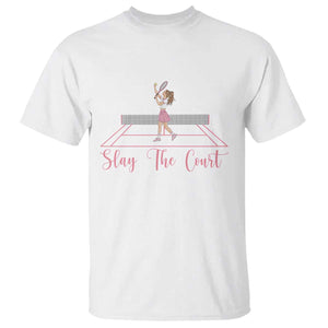 Slay The Court Queen T Shirt Funny Tennis Player Gift For Women TS12 White Print Your Wear