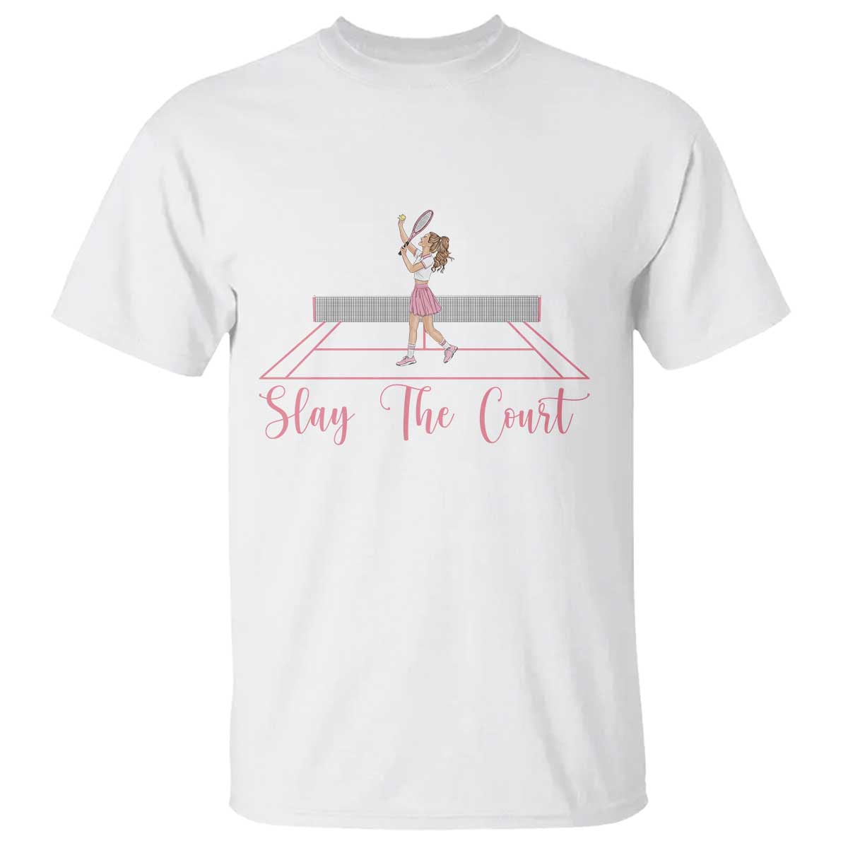 Slay The Court Queen T Shirt Funny Tennis Player Gift For Women TS12 White Print Your Wear