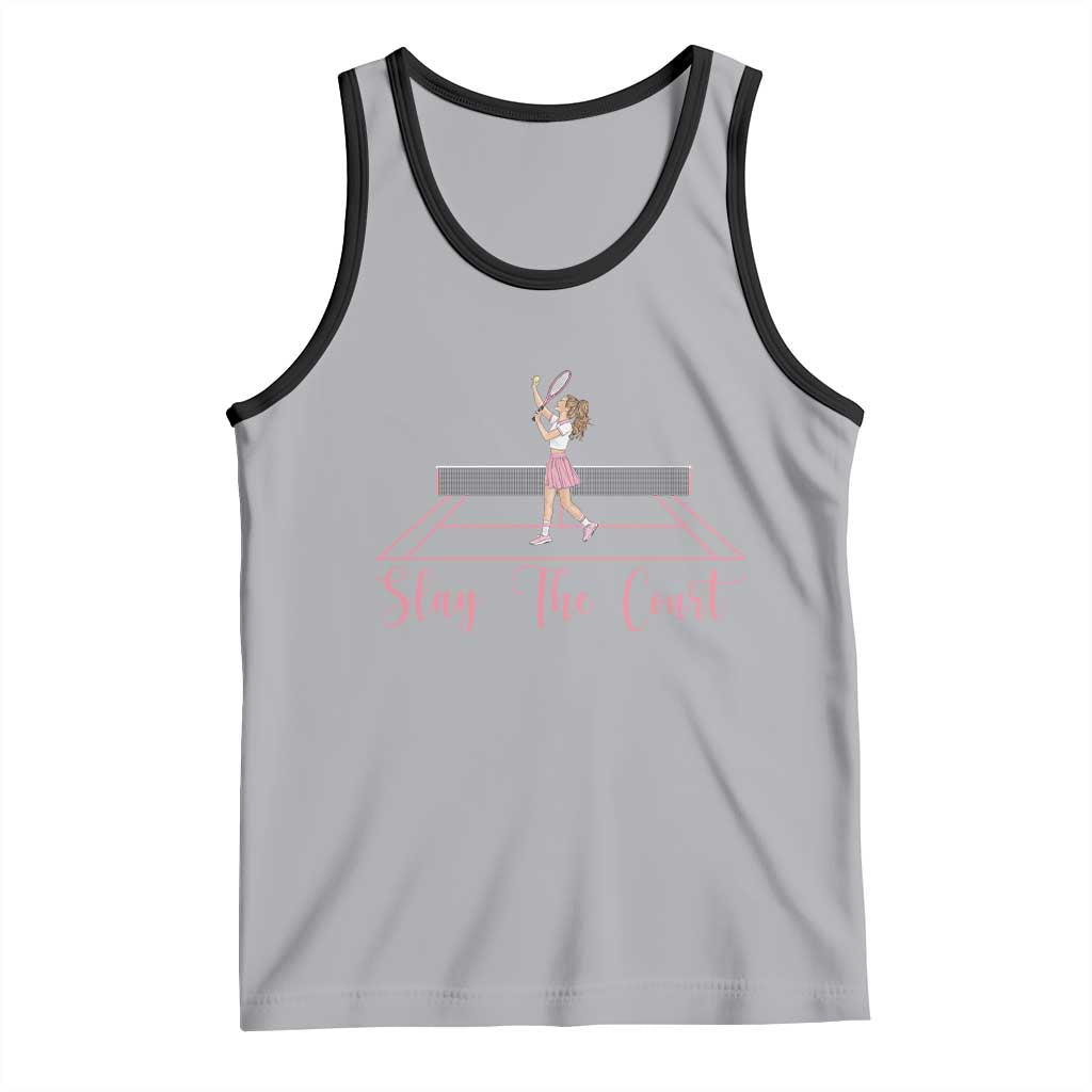 Slay The Court Queen Tank Top Funny Tennis Player Gift For Women TS12 Athletic Heather Black Print Your Wear