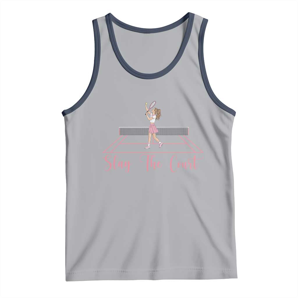 Slay The Court Queen Tank Top Funny Tennis Player Gift For Women TS12 Athletic Heather Navy Print Your Wear