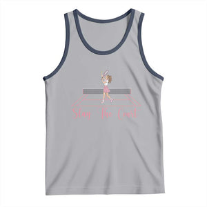 Slay The Court Queen Tank Top Funny Tennis Player Gift For Women TS12 Athletic Heather Navy Print Your Wear