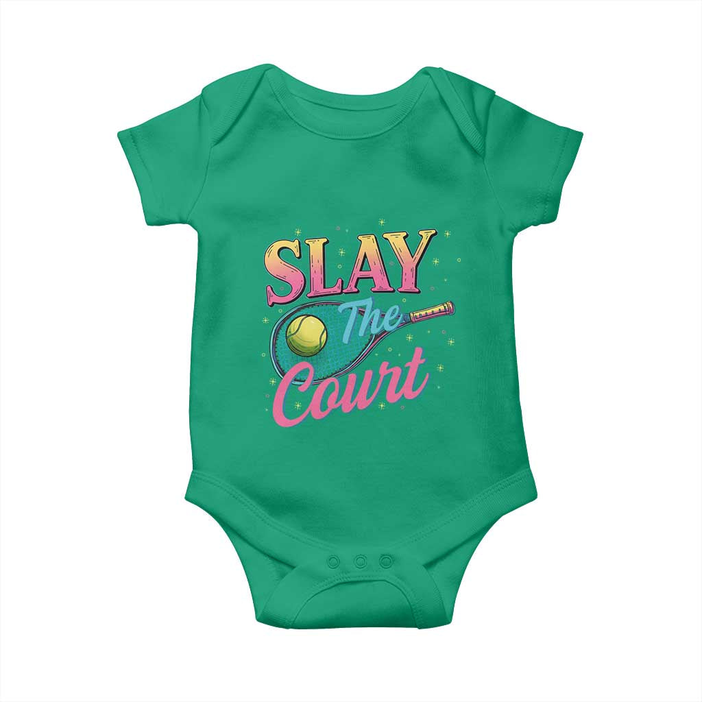 Slay The Court Queen Baby Onesie Witty Tennis Player Gift For Girls TS12 Irish Green Print Your Wear