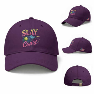 Slay The Court Queen Baseball Cap Witty Tennis Player Gift For Girls TS12 Baseball Cap Universal Fit Purple Print Your Wear