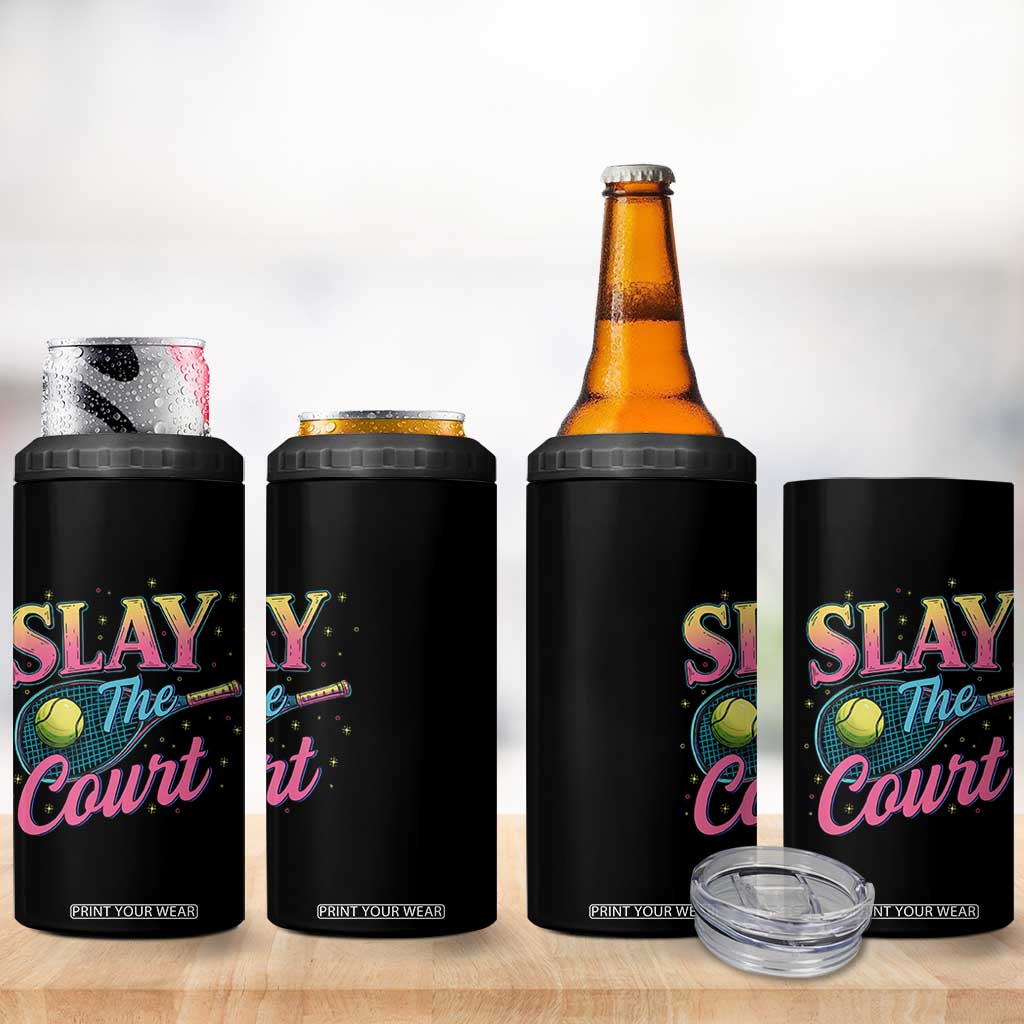 Slay The Court Queen 4 in 1 Can Cooler Tumbler Witty Tennis Player Gift For Girls TS12 Print Your Wear