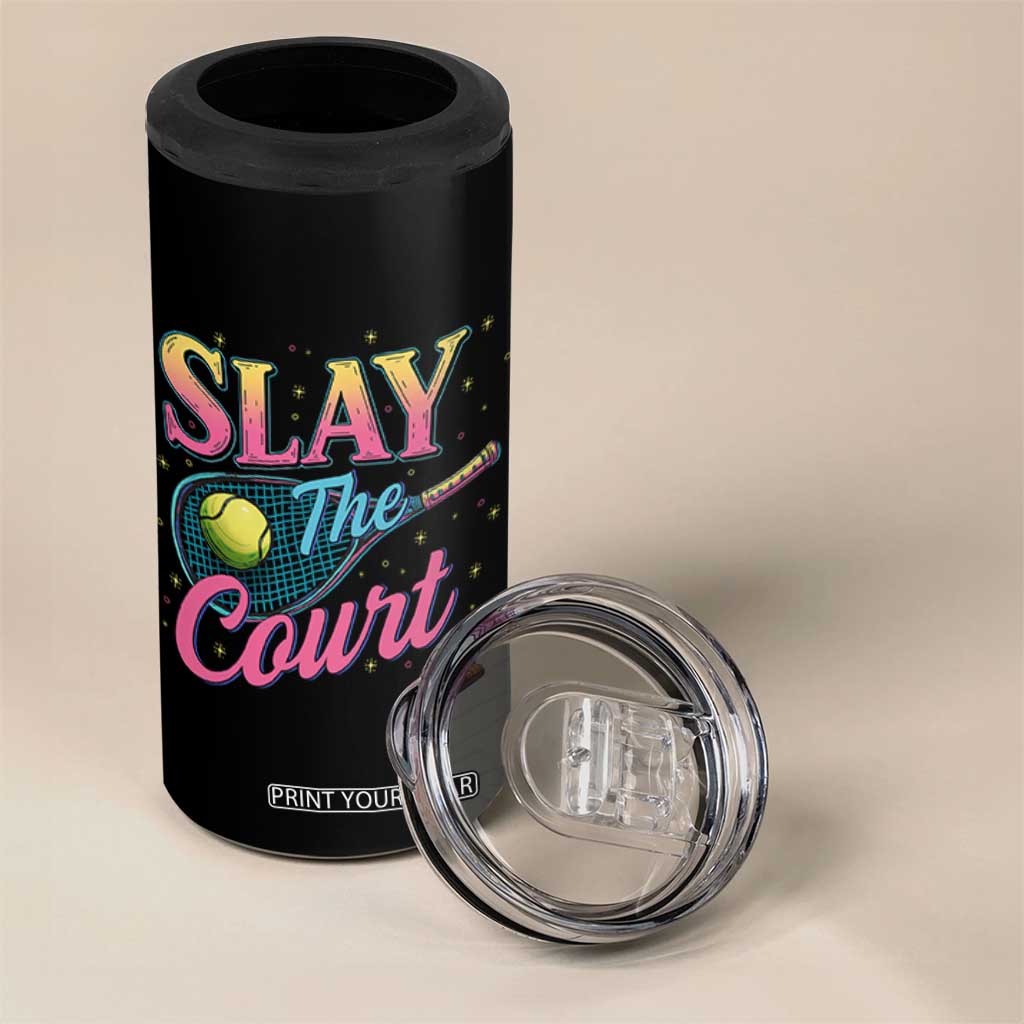 Slay The Court Queen 4 in 1 Can Cooler Tumbler Witty Tennis Player Gift For Girls TS12 Print Your Wear