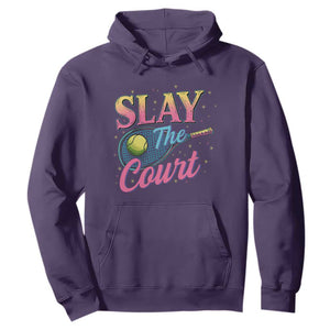 Slay The Court Queen Hoodie Witty Tennis Player Gift For Girls TS12 Purple Print Your Wear