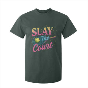 Slay The Court Queen T Shirt For Kid Witty Tennis Player Gift For Girls TS12 Dark Forest Green Print Your Wear