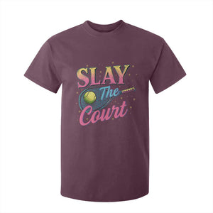 Slay The Court Queen T Shirt For Kid Witty Tennis Player Gift For Girls TS12 Maroon Print Your Wear