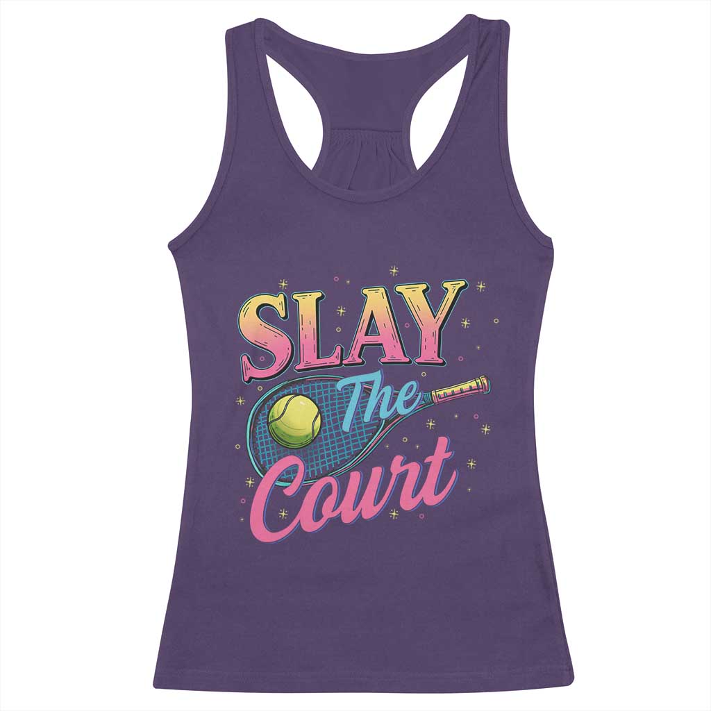 Slay The Court Queen Racerback Tank Top Witty Tennis Player Gift For Girls TS12 Purple Print Your Wear