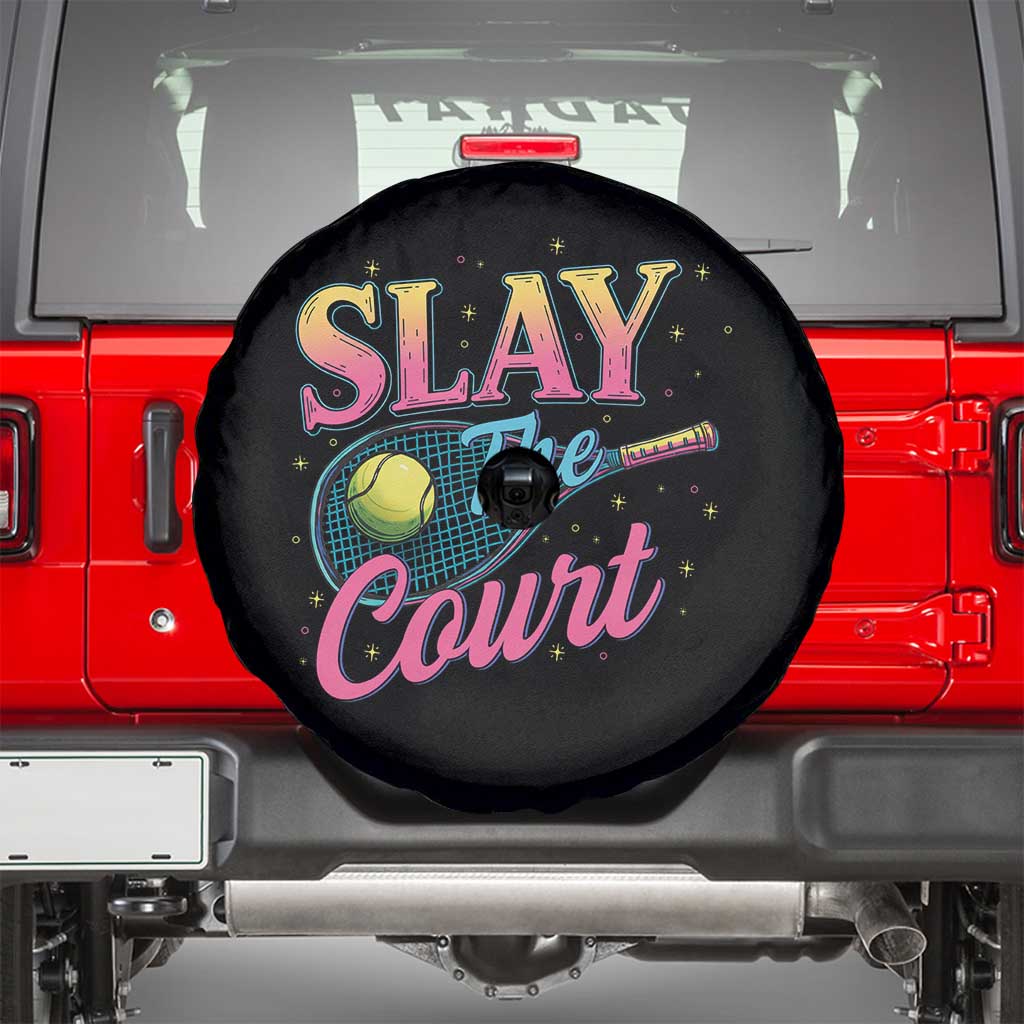 Slay The Court Queen Spare Tire Cover Witty Tennis Player Gift For Girls TS12 Black Print Your Wear