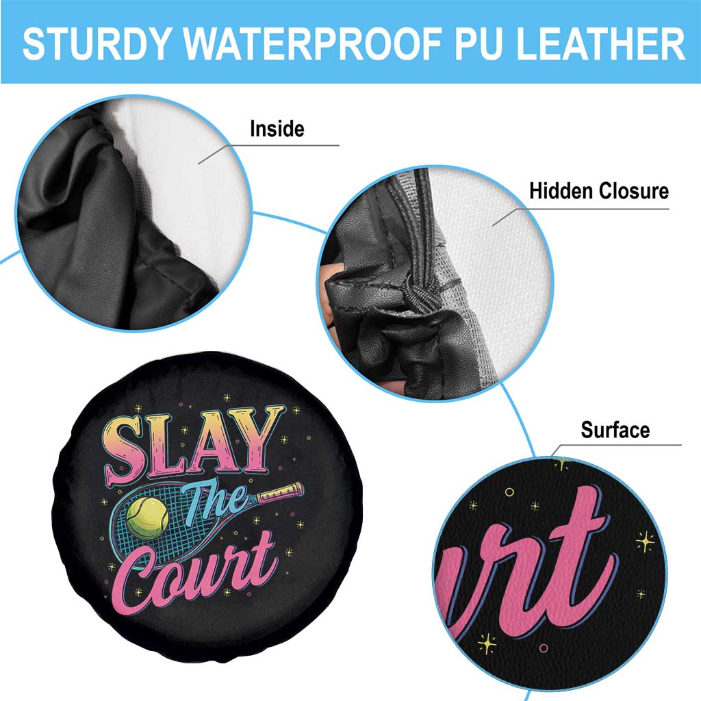 Slay The Court Queen Spare Tire Cover Witty Tennis Player Gift For Girls TS12 Print Your Wear