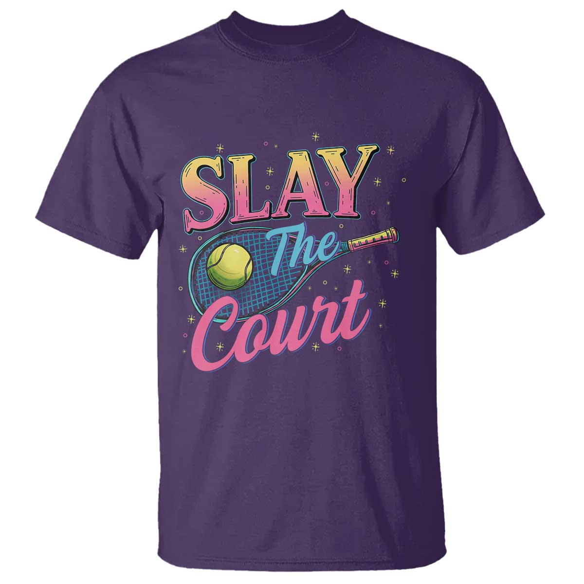 Slay The Court Queen T Shirt Witty Tennis Player Gift For Girls TS12 Purple Print Your Wear