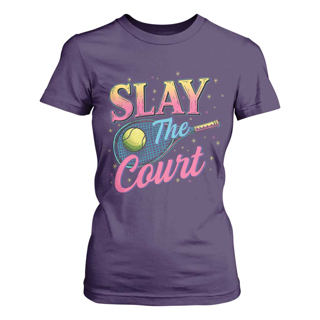 Slay The Court Queen T Shirt For Women Witty Tennis Player Gift For Girls TS12 Purple Print Your Wear