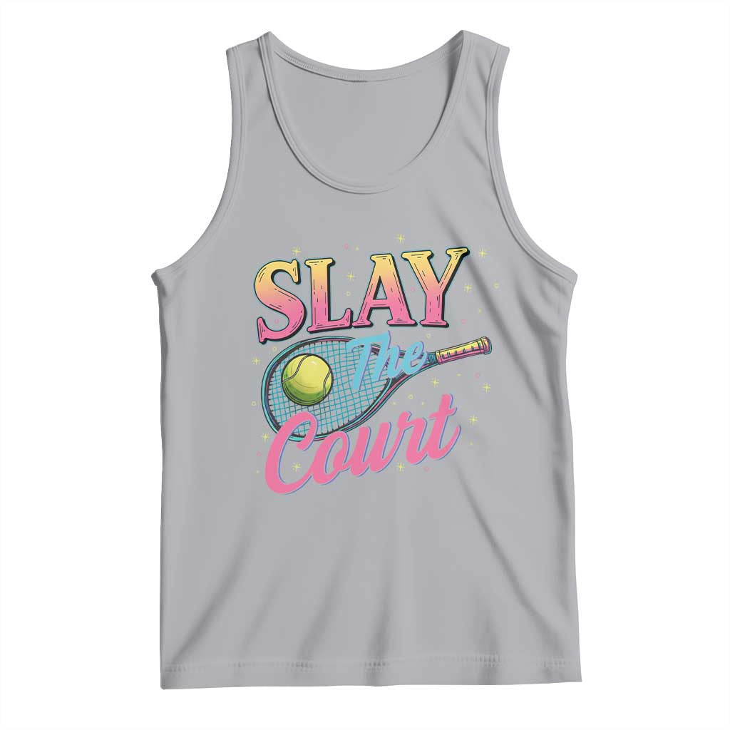 Slay The Court Queen Tank Top Witty Tennis Player Gift For Girls TS12 Athletic Heather Print Your Wear