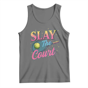 Slay The Court Queen Tank Top Witty Tennis Player Gift For Girls TS12 Black Heather Print Your Wear
