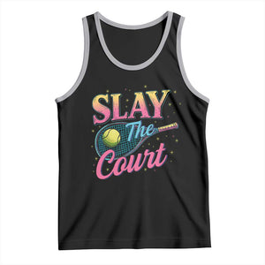 Slay The Court Queen Tank Top Witty Tennis Player Gift For Girls TS12 Black Athletic Heather Print Your Wear