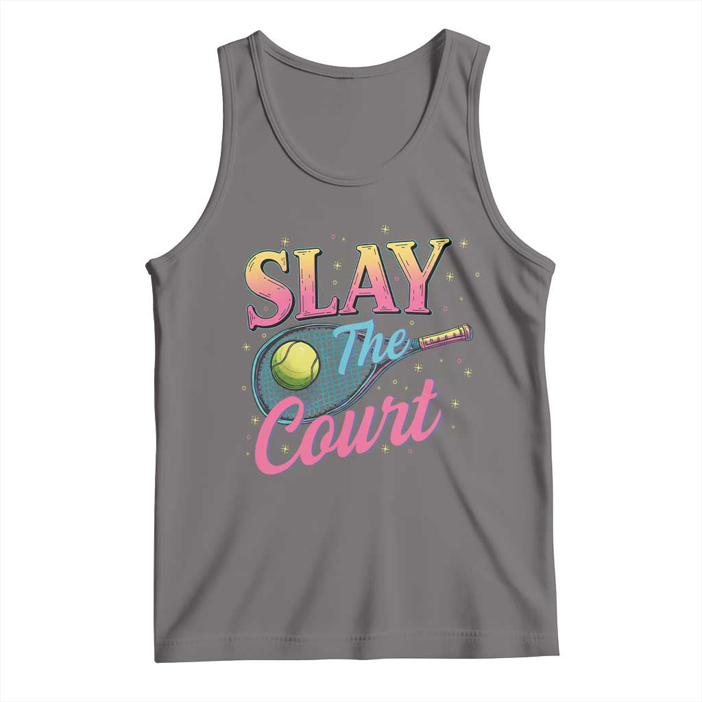 Slay The Court Queen Tank Top Witty Tennis Player Gift For Girls TS12 Deep Heather Print Your Wear