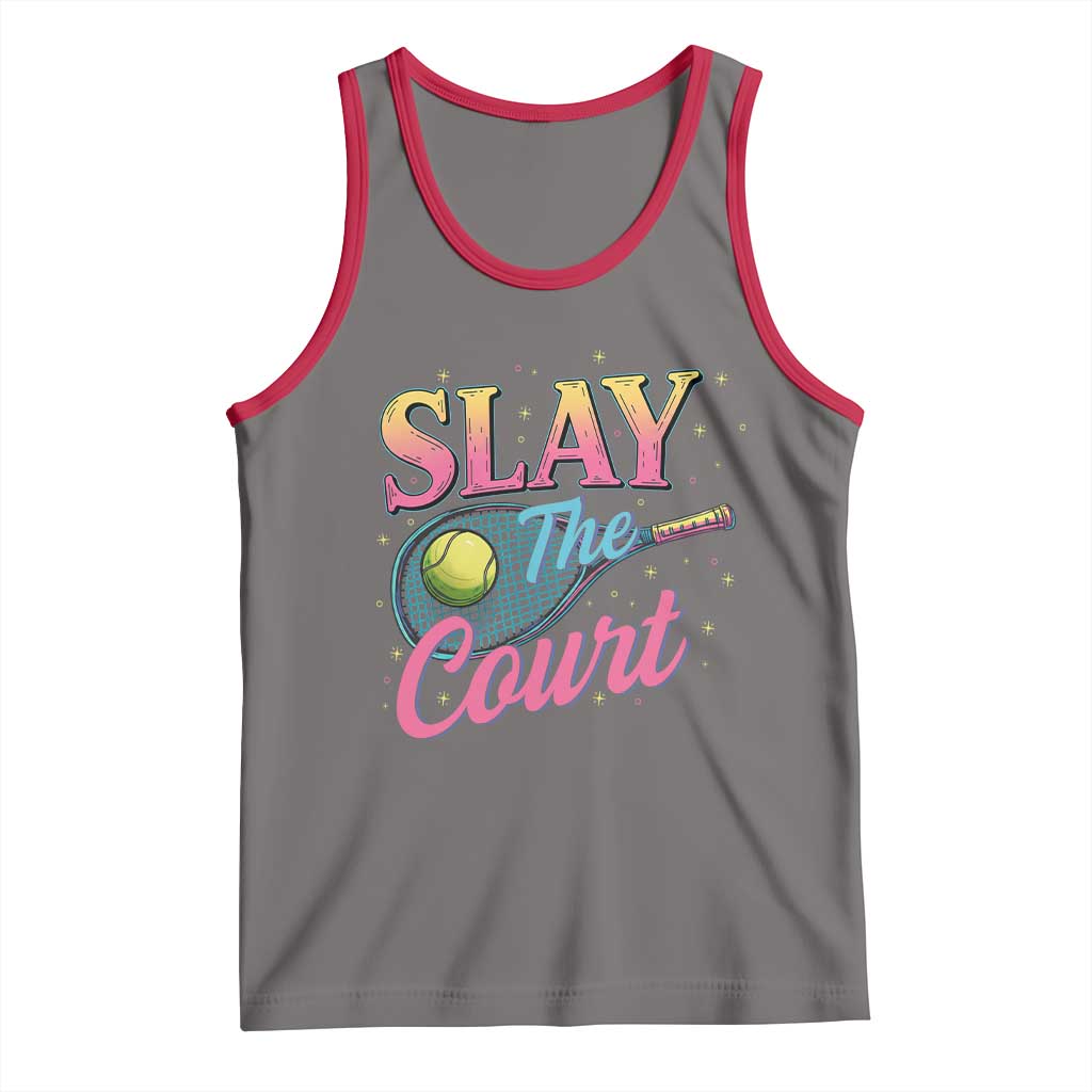 Slay The Court Queen Tank Top Witty Tennis Player Gift For Girls TS12 Deep Heather Red Print Your Wear
