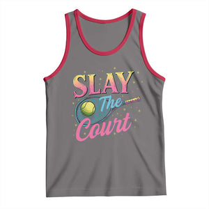 Slay The Court Queen Tank Top Witty Tennis Player Gift For Girls TS12 Deep Heather Red Print Your Wear