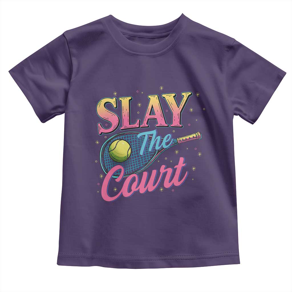 Slay The Court Queen Toddler T Shirt Witty Tennis Player Gift For Girls TS12 Purple Print Your Wear
