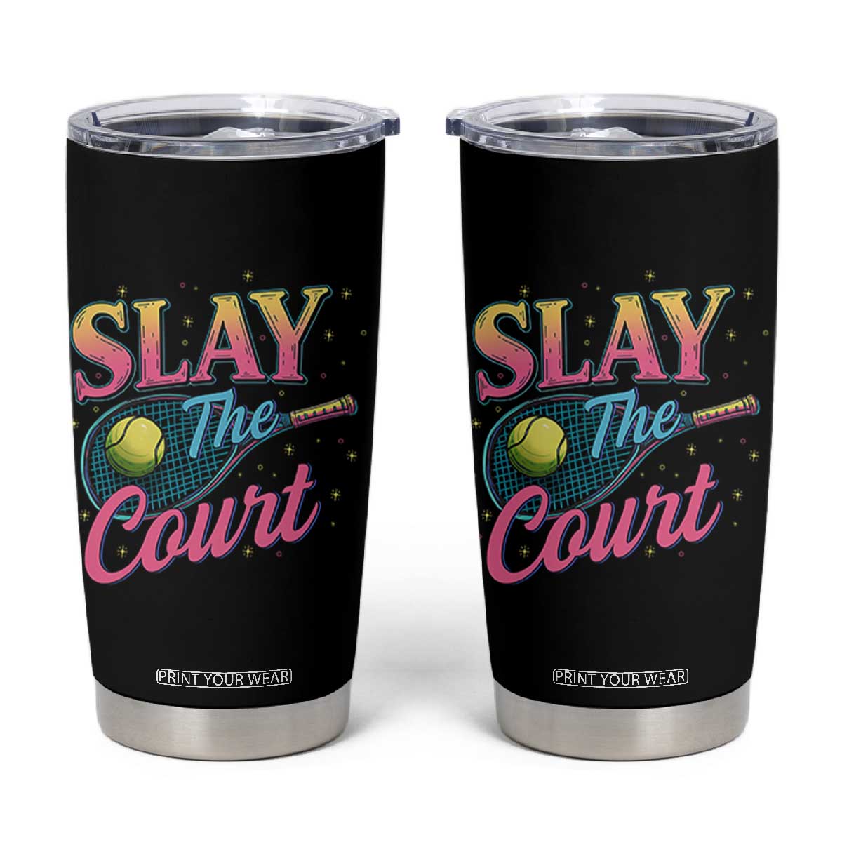 Slay The Court Queen Tumbler Cup Witty Tennis Player Gift For Girls TS12 Black Print Your Wear