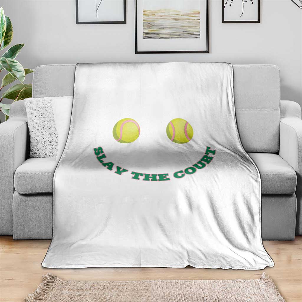 Slay The Court Tennis Girl Throw Blanket Funny Tennis Player Gift TS12 Print Your Wear