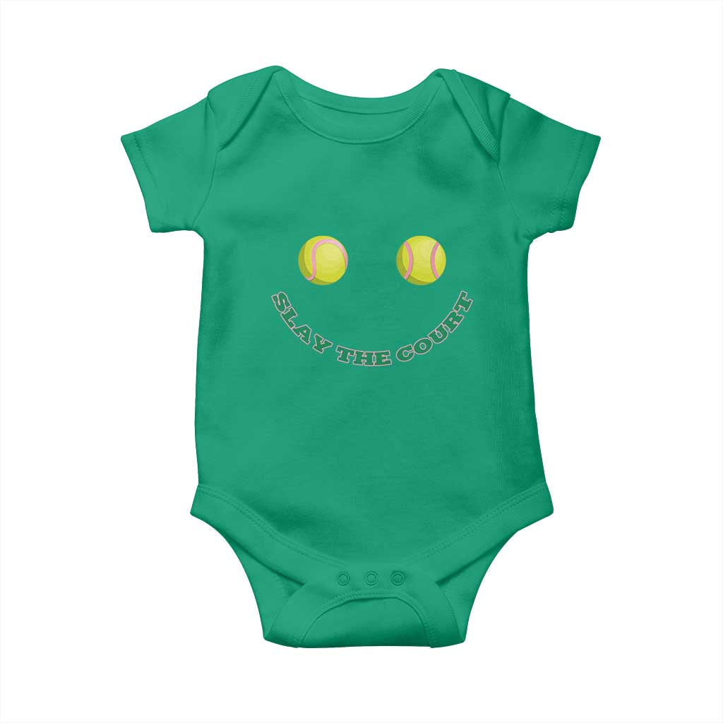 Slay The Court Tennis Girl Baby Onesie Funny Tennis Player Gift TS12 Irish Green Print Your Wear