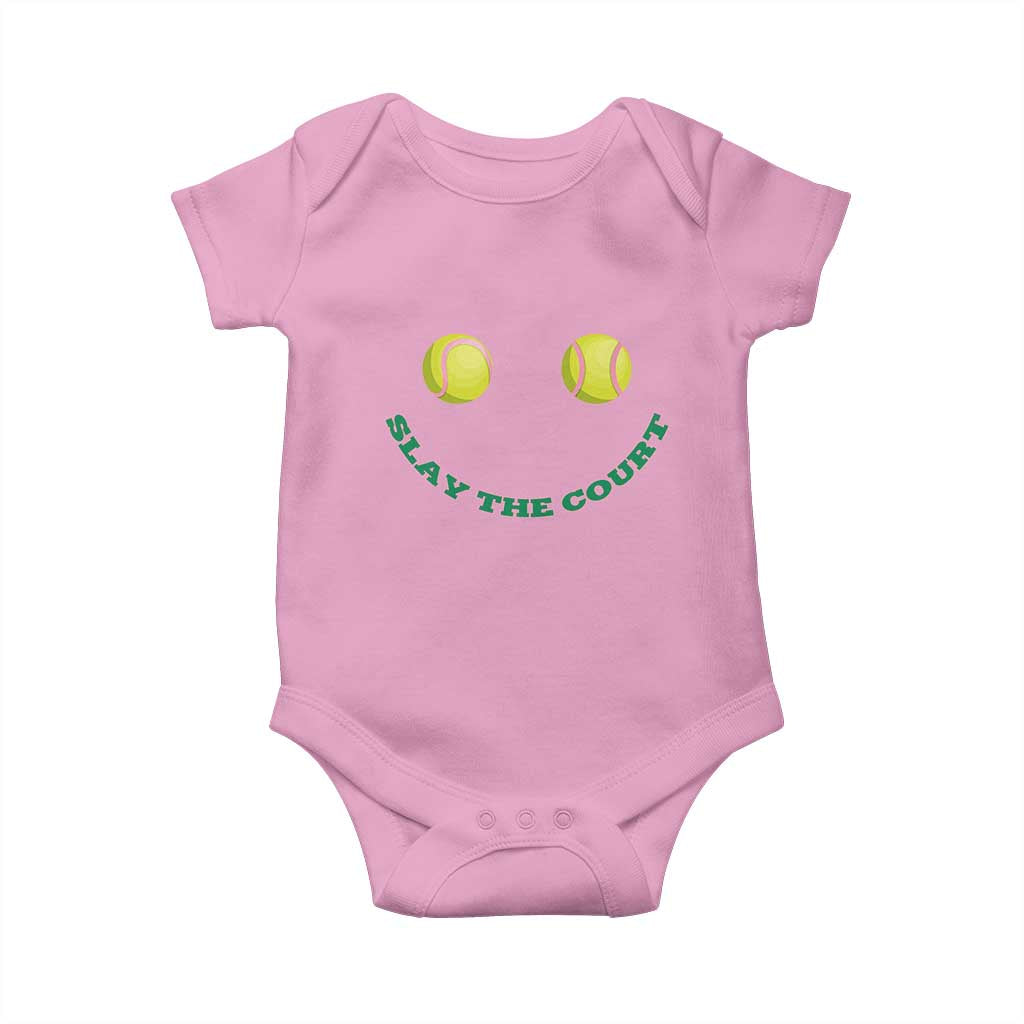Slay The Court Tennis Girl Baby Onesie Funny Tennis Player Gift TS12 Light Pink Print Your Wear