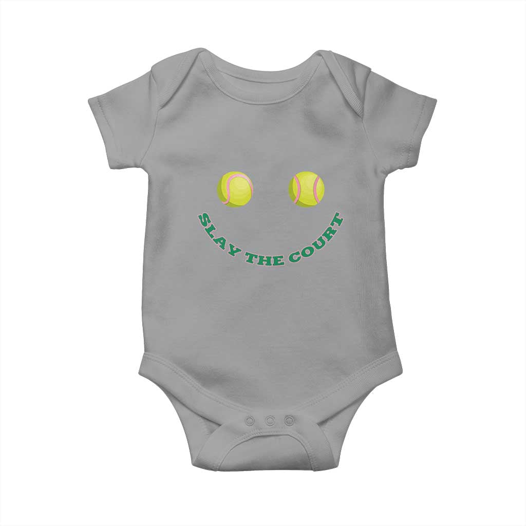 Slay The Court Tennis Girl Baby Onesie Funny Tennis Player Gift TS12 Sport Gray Print Your Wear