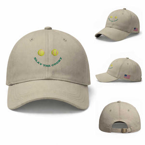 Slay The Court Tennis Girl Baseball Cap Funny Tennis Player Gift TS12 Baseball Cap Universal Fit Beige Print Your Wear