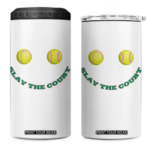 Slay The Court Tennis Girl 4 in 1 Can Cooler Tumbler Funny Tennis Player Gift TS12 One Size: 16 oz White Print Your Wear