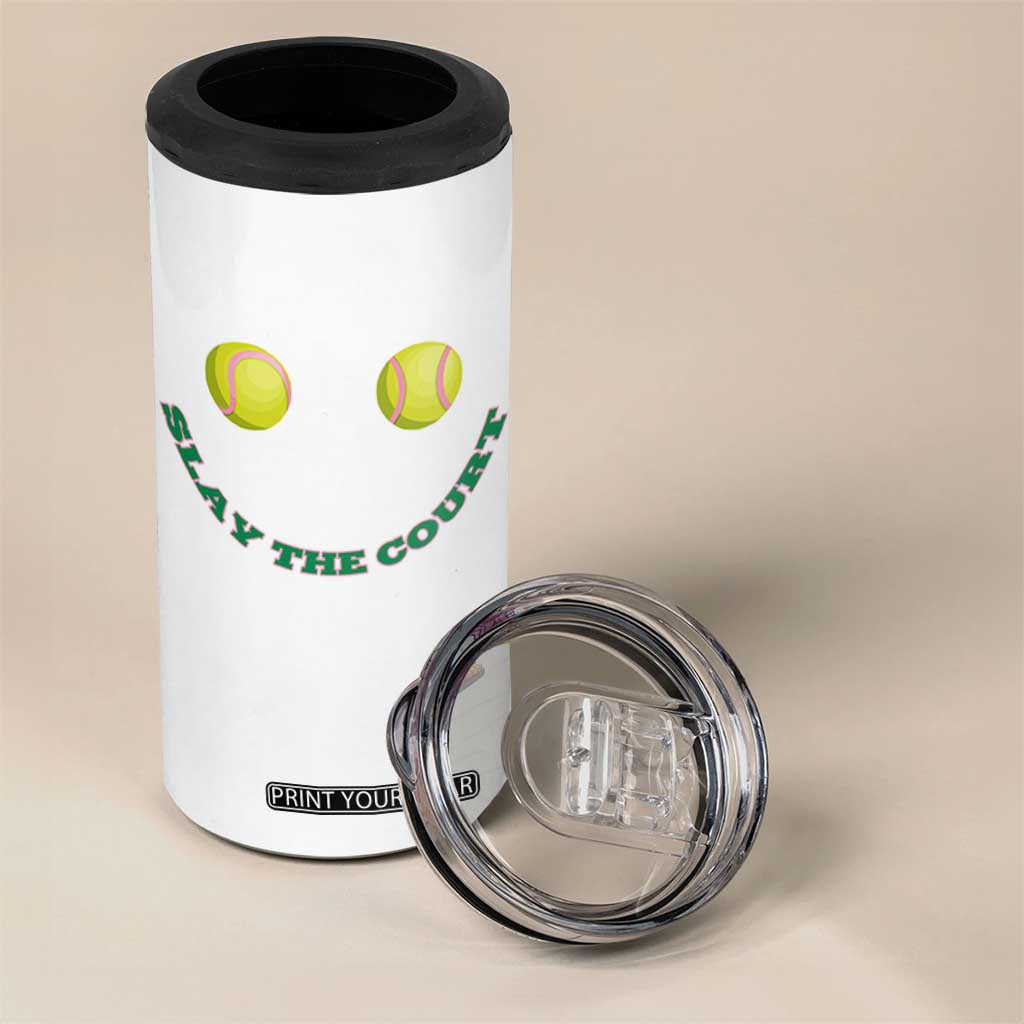 Slay The Court Tennis Girl 4 in 1 Can Cooler Tumbler Funny Tennis Player Gift TS12 Print Your Wear