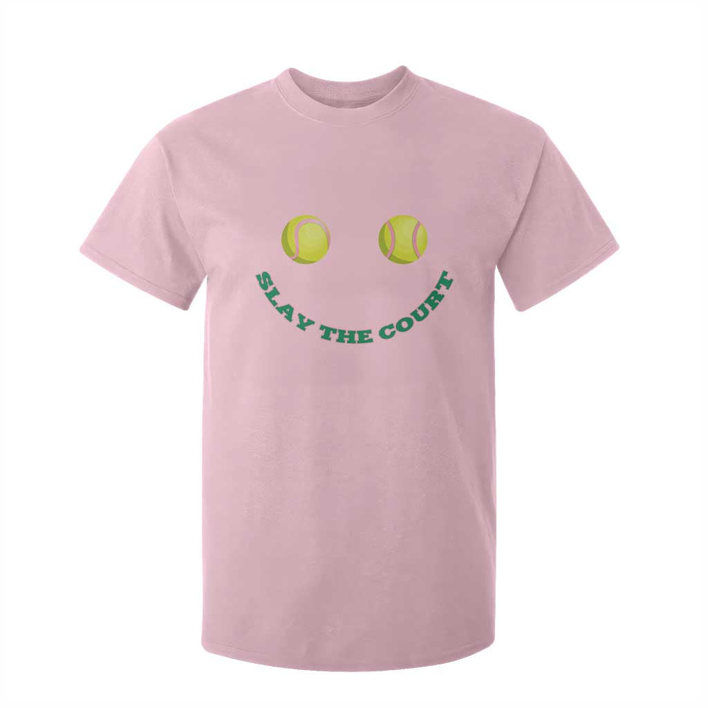 Slay The Court Tennis Girl T Shirt For Kid Funny Tennis Player Gift TS12 Light Pink Print Your Wear