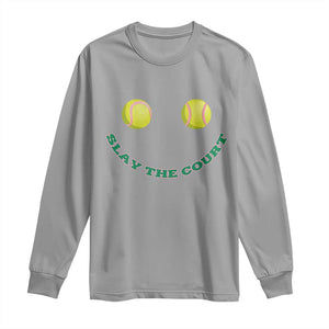 Slay The Court Tennis Girl Long Sleeve Shirt Funny Tennis Player Gift TS12 Sport Gray Print Your Wear