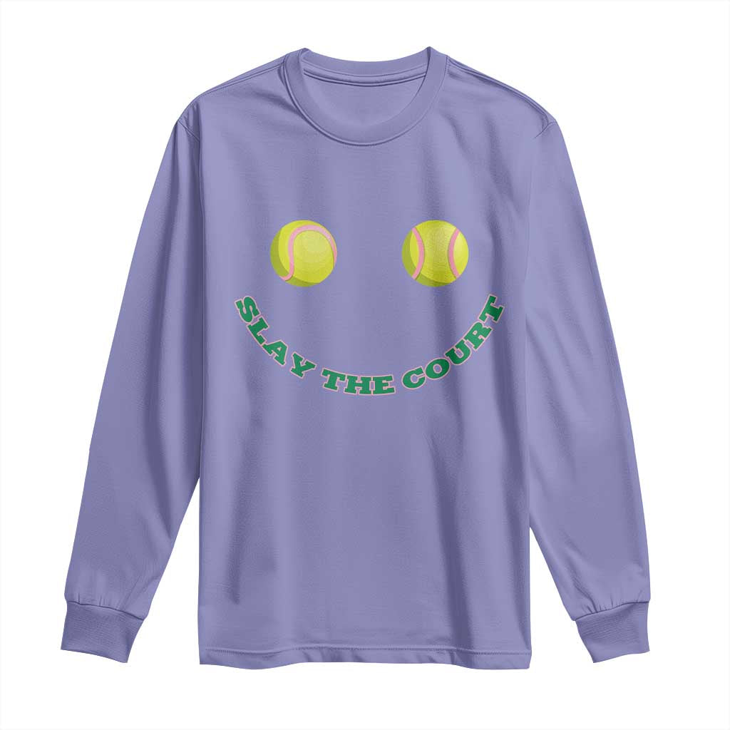 Slay The Court Tennis Girl Long Sleeve Shirt Funny Tennis Player Gift TS12 Violet Print Your Wear