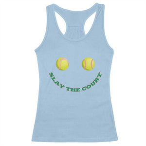 Slay The Court Tennis Girl Racerback Tank Top Funny Tennis Player Gift TS12 Light Blue Print Your Wear