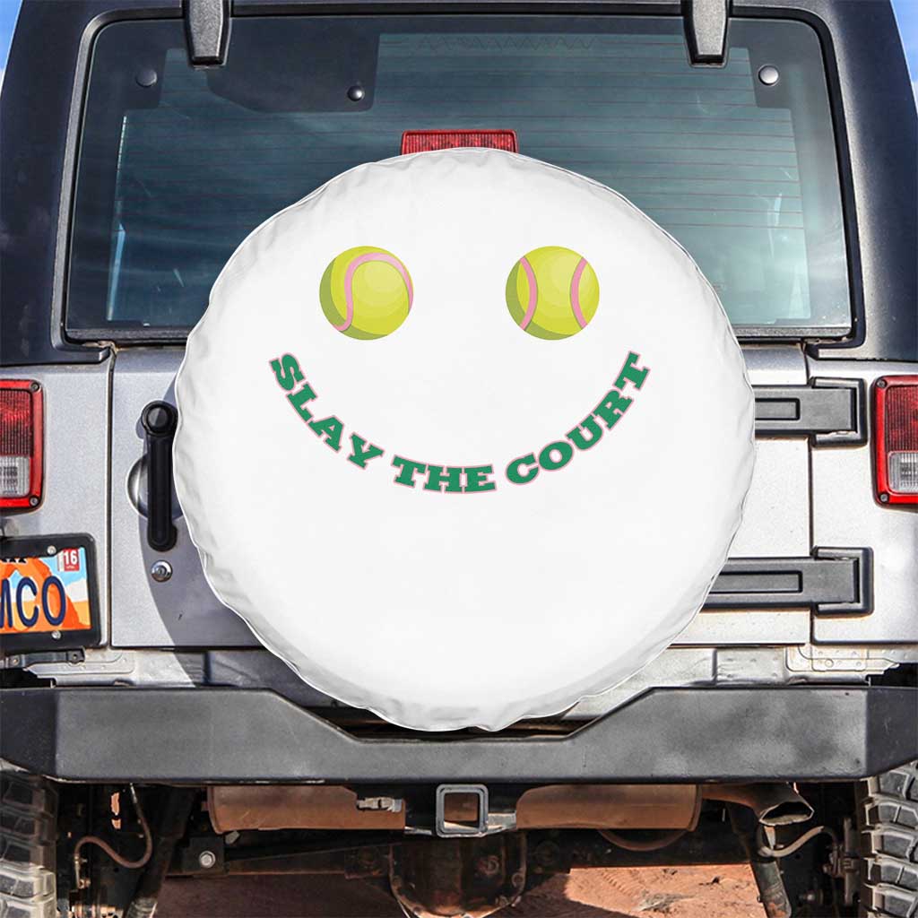 Slay The Court Tennis Girl Spare Tire Cover Funny Tennis Player Gift TS12 No hole Black Print Your Wear