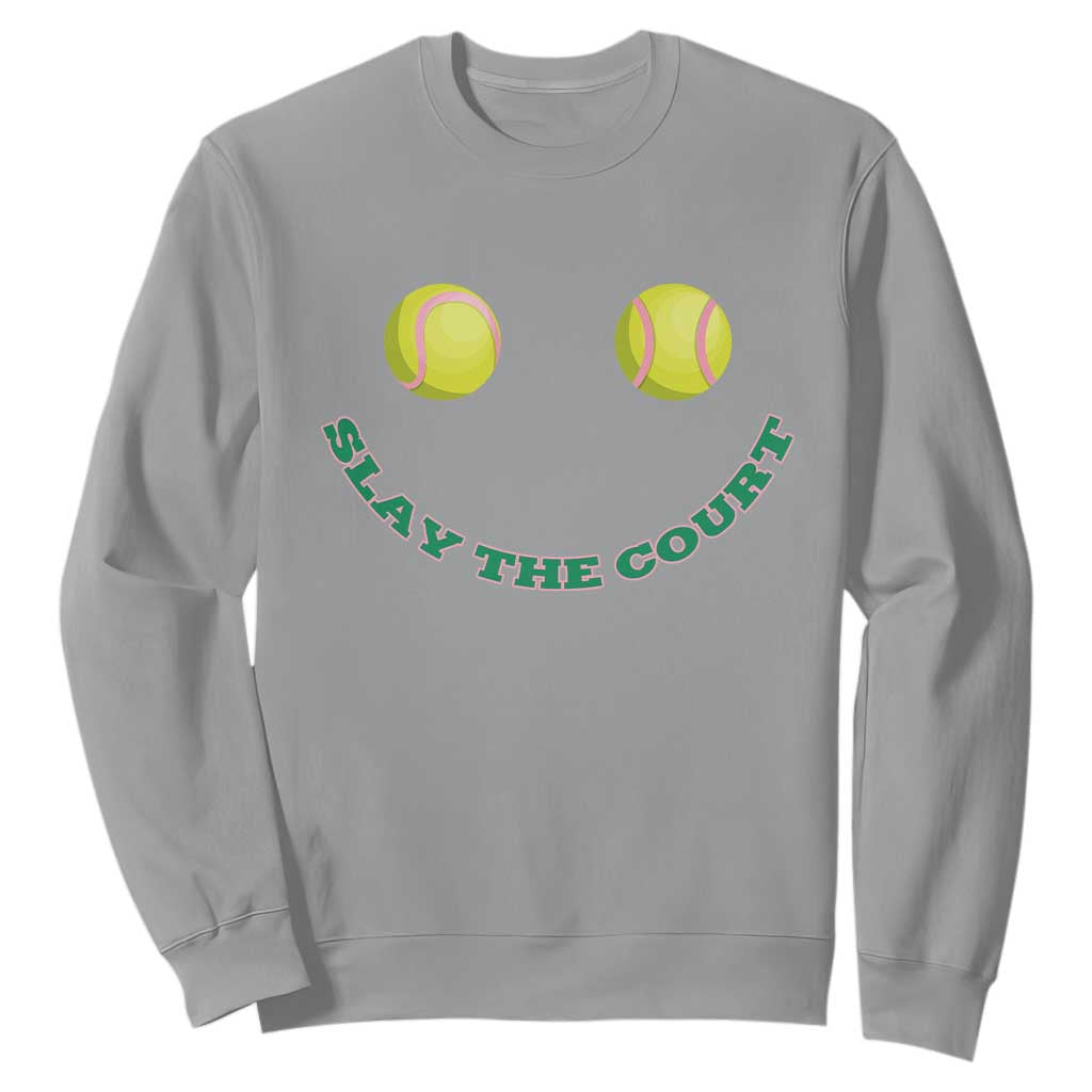Slay The Court Tennis Girl Sweatshirt Funny Tennis Player Gift TS12 Sport Gray Print Your Wear