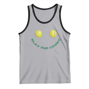 Slay The Court Tennis Girl Tank Top Funny Tennis Player Gift TS12 Athletic Heather Black Print Your Wear