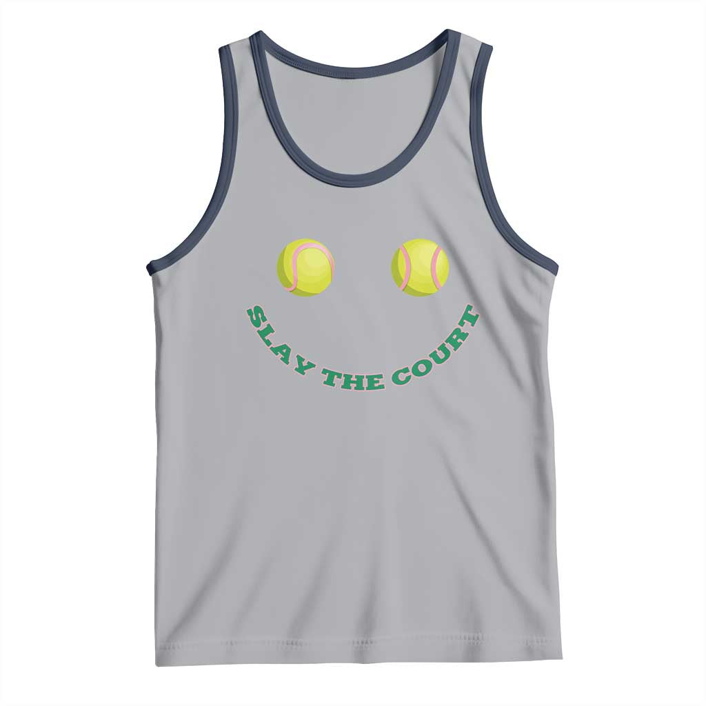 Slay The Court Tennis Girl Tank Top Funny Tennis Player Gift TS12 Athletic Heather Navy Print Your Wear