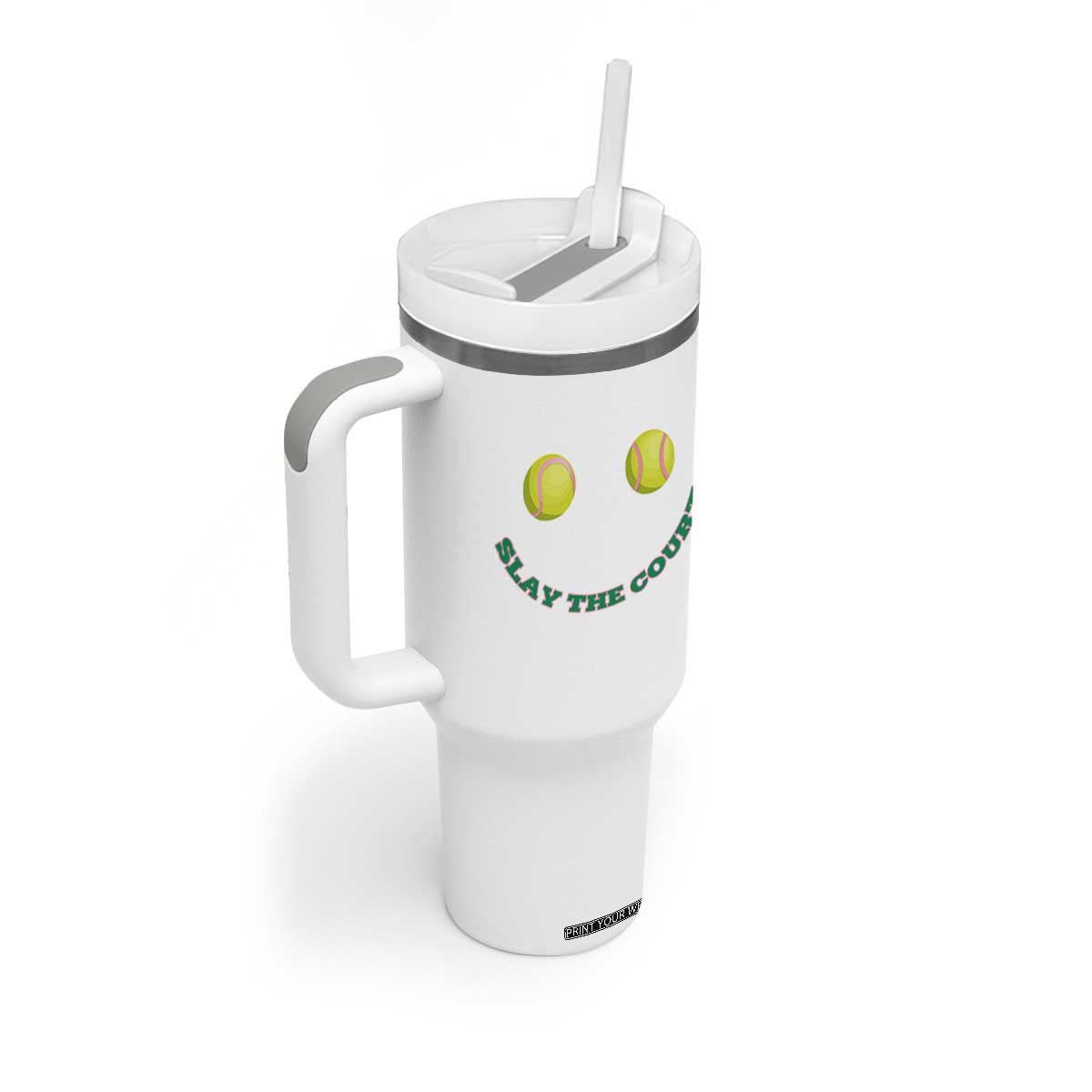 Slay The Court Tennis Girl Tumbler With Handle Funny Tennis Player Gift TS12 Print Your Wear