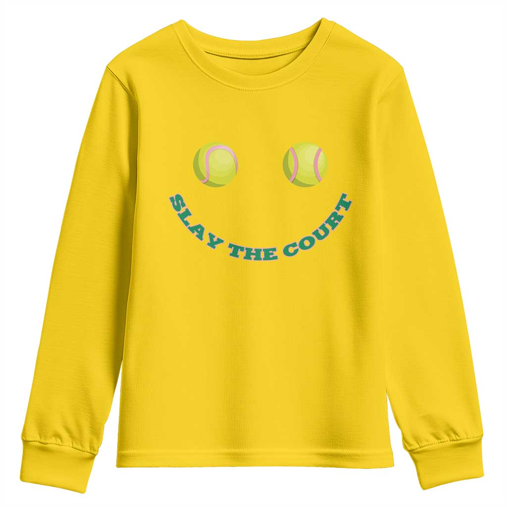 Slay The Court Tennis Girl Youth Sweatshirt Funny Tennis Player Gift TS12 Daisy Print Your Wear