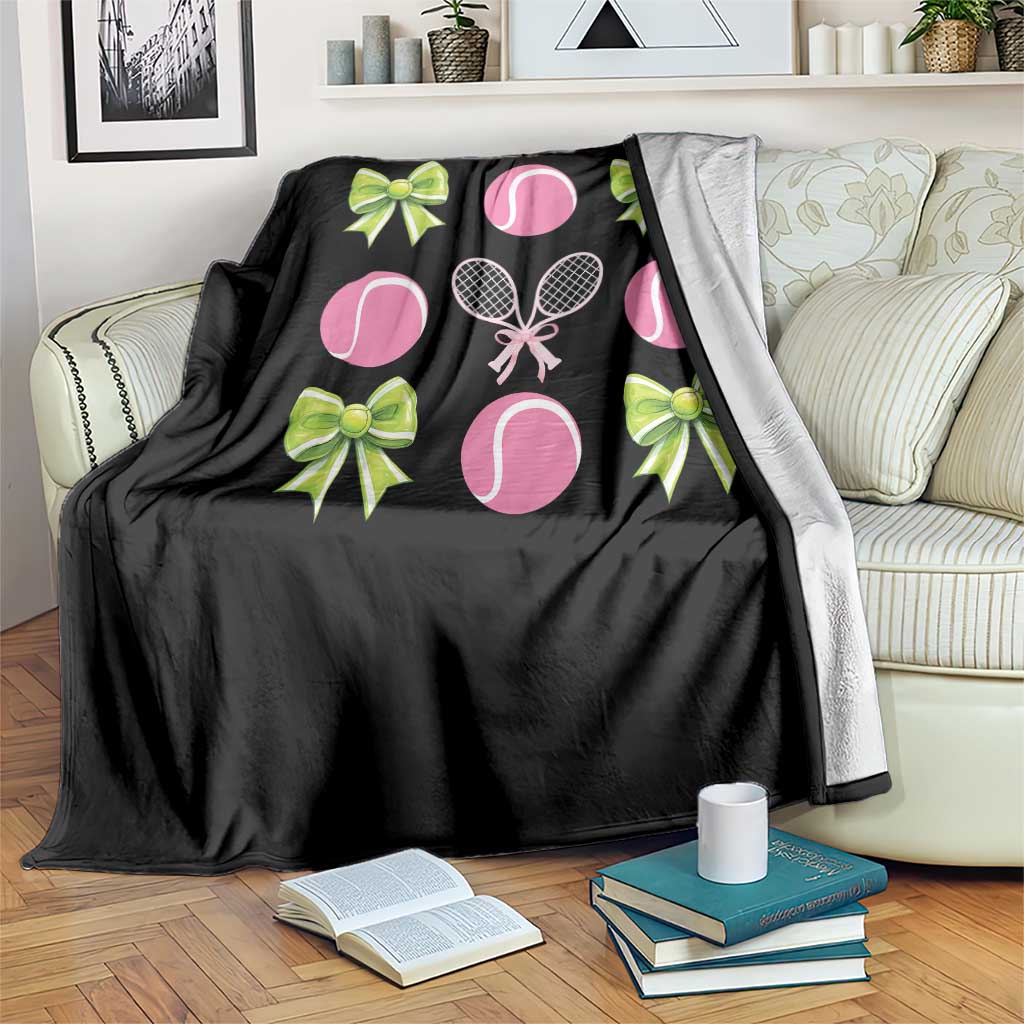 Pink Bow Coquette Tennis Lover Throw Blanket Funny Tennis Girl Gift TS12 Print Your Wear