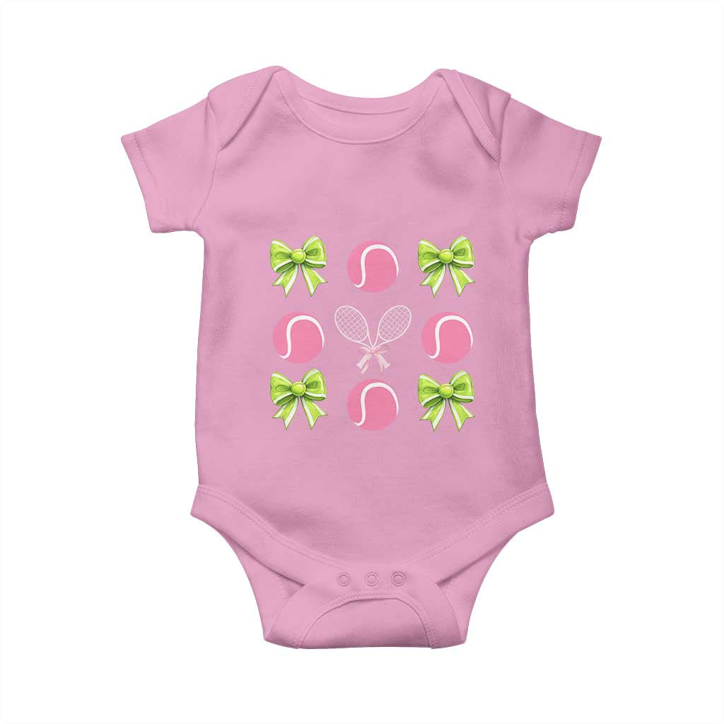 Pink Bow Coquette Tennis Lover Baby Onesie Funny Tennis Girl Gift TS12 Light Pink Print Your Wear