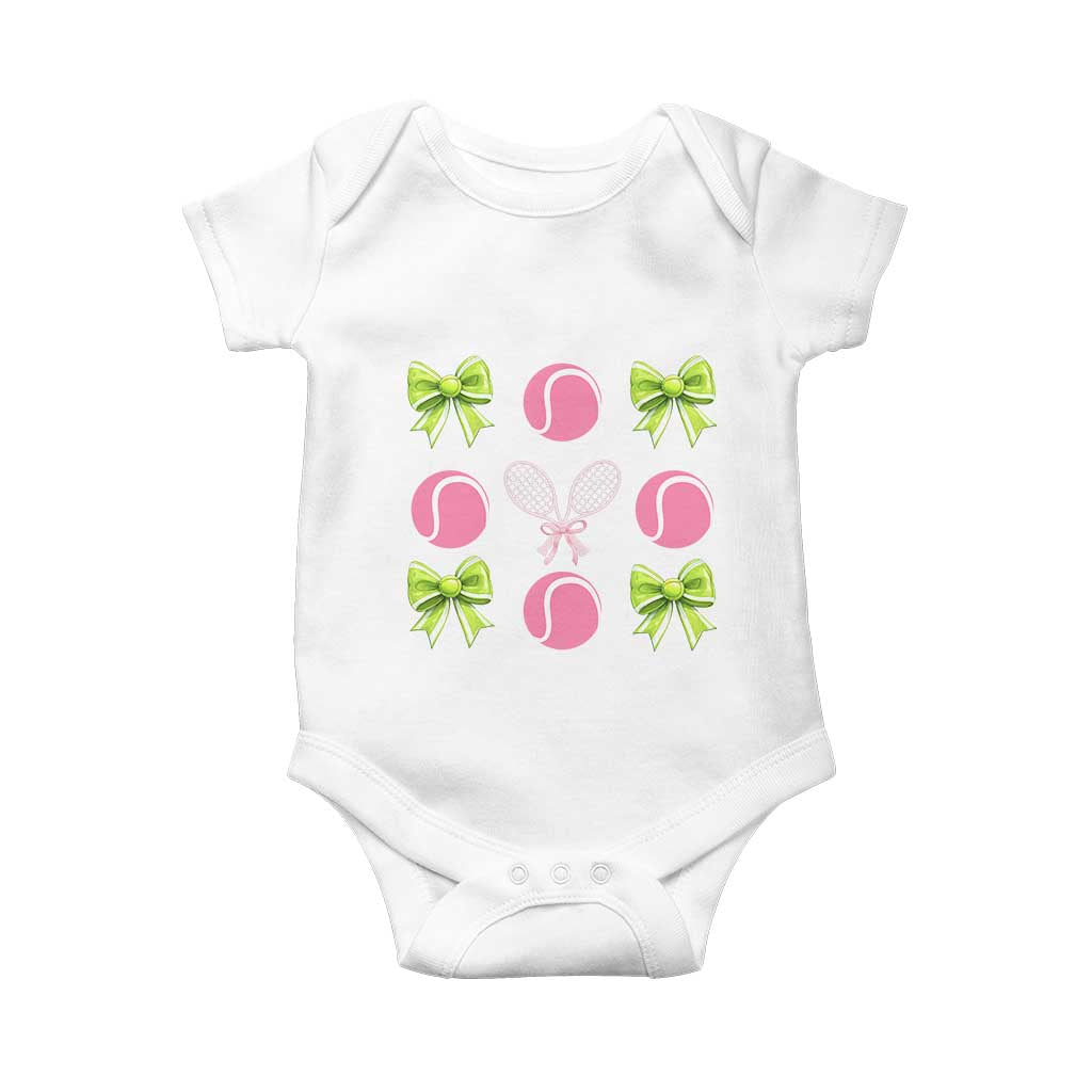 Pink Bow Coquette Tennis Lover Baby Onesie Funny Tennis Girl Gift TS12 White Print Your Wear