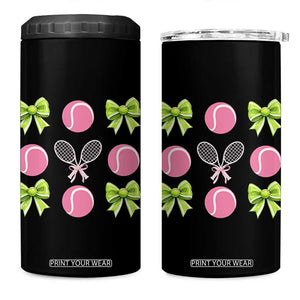 Pink Bow Coquette Tennis Lover 4 in 1 Can Cooler Tumbler Funny Tennis Girl Gift TS12 One Size: 16 oz Black Print Your Wear