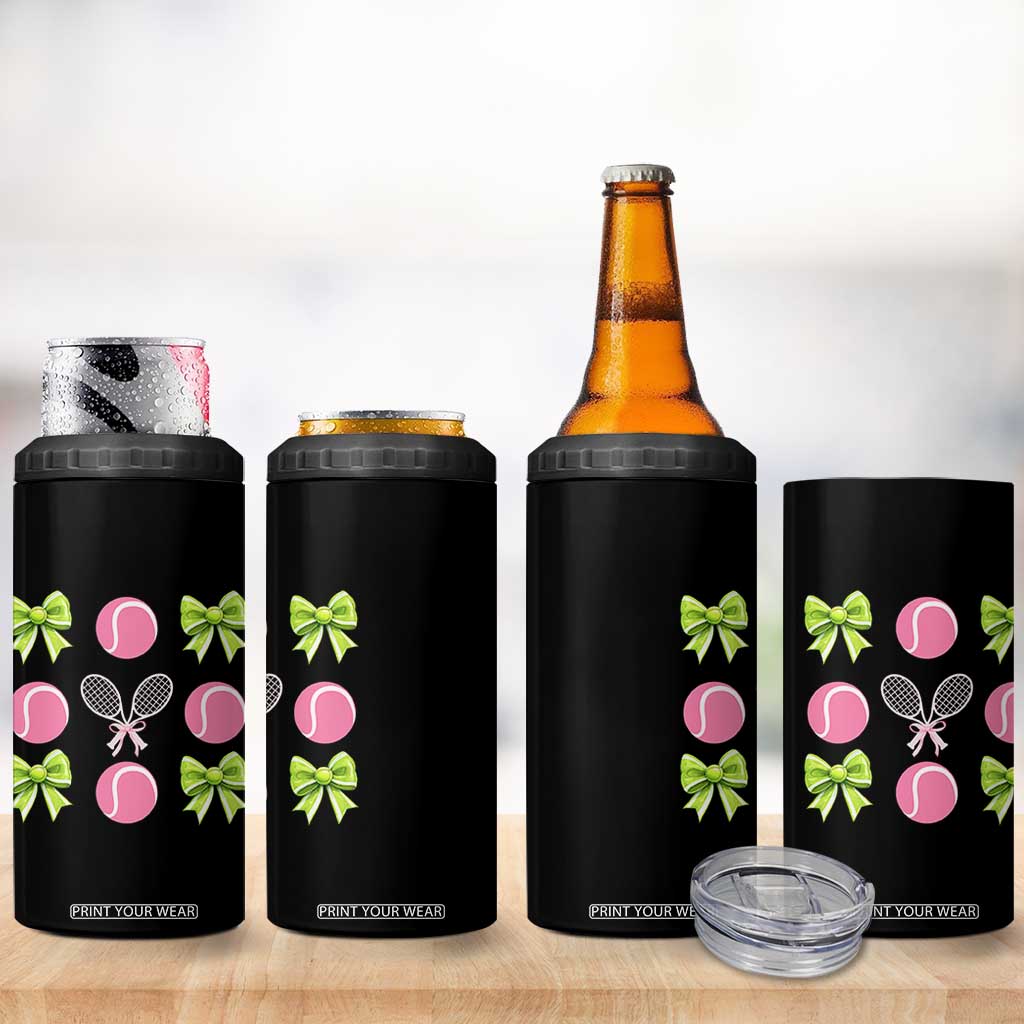 Pink Bow Coquette Tennis Lover 4 in 1 Can Cooler Tumbler Funny Tennis Girl Gift TS12 Print Your Wear
