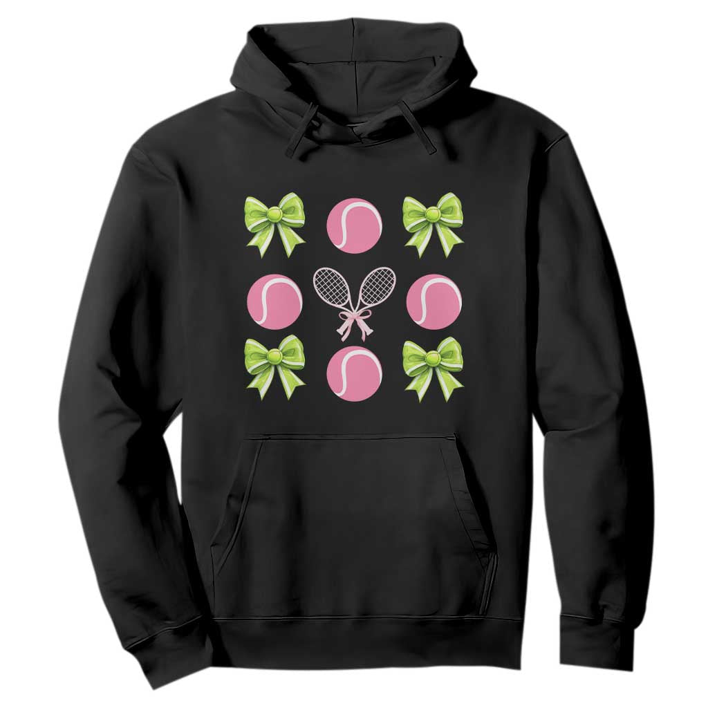 Pink Bow Coquette Tennis Lover Hoodie Funny Tennis Girl Gift TS12 Black Print Your Wear
