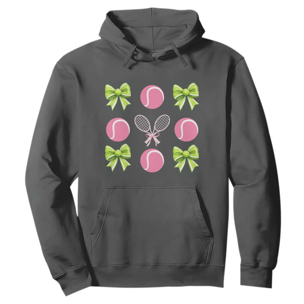 Pink Bow Coquette Tennis Lover Hoodie Funny Tennis Girl Gift TS12 Dark Heather Print Your Wear